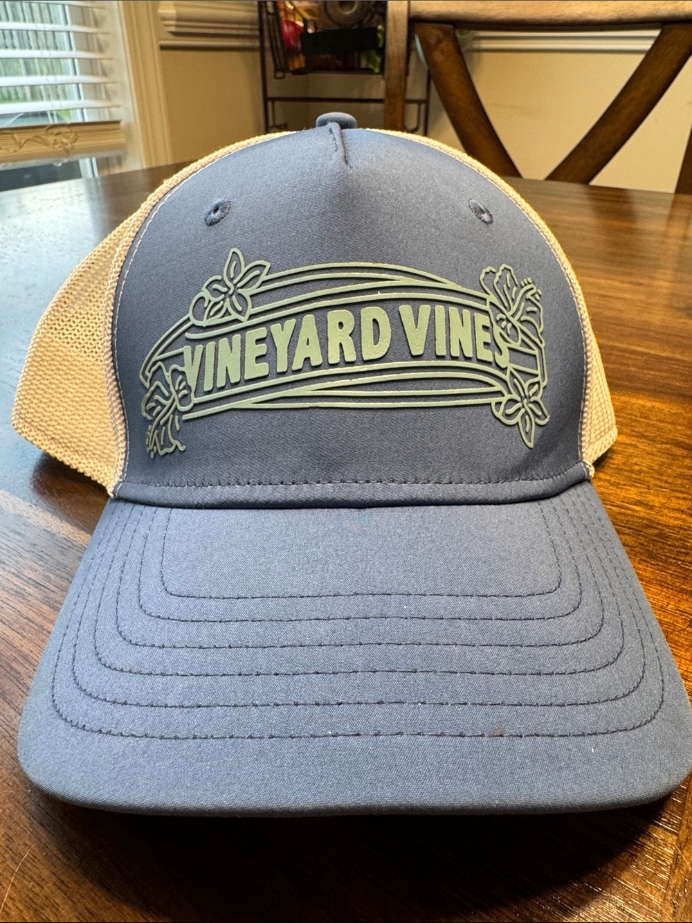 Vineyard Vines Navy & White Mesh Trucker Hat with Raised Logo